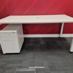Senator White Office White Desk w/ Mobile Lockable Pedestal - 160cm Workstation