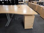 Office Wood Desk with Cable Management, Right Hand + Lockable Mobile Pedestal - Image 3