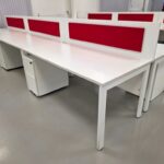 Freestanding White Office Desk with Free Lockable Mobile Pedestals - 160x80cm