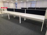 White Office Desks Back-to-Back with Screens & Free Pedestals - Set of 6