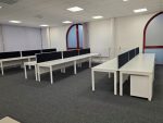 White Office Desks Back-to-Back with Screens & Free Pedestals - Set of 6 - Image 2