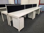 White Office Desks Back-to-Back with Screens & Free Pedestals - Set of 6 - Image 4