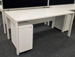 White Office Desks Back-to-Back with Screens & Free Pedestals - Set of 6 - Image 6
