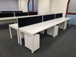 White Office Desks Back-to-Back with Screens & Free Pedestals - Set of 6 - Image 9