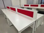 White Office Desks Back-to-Back with Red Screens & Free Pedestals - Set of 6 - Image 4