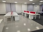 White Office Desks Back-to-Back with Red Screens & Free Pedestals - Set of 6 - Image 8