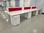 White Office Desks Back-to-Back with Red Screens & Free Pedestals - Set of 6 - Image 11