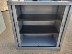 Grey Storage Tambour Cupboard – Medium Size Lockable Office Cabinet with Shelves - Image 12