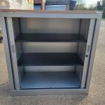 Storage Tambour Cupboard – Lockable Sliding Doors Office Cabinet with Shelves