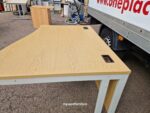 Used Beech Right-Hand Wave Office Desk 120cm w/ Lockable Mobile Pedestal - Image 13