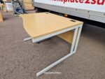 Used Beech Right-Hand Wave Office Desk 120cm w/ Lockable Mobile Pedestal - Image 14