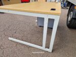 Used Beech Right-Hand Wave Office Desk 120cm w/ Lockable Mobile Pedestal - Image 18