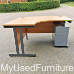 Used L Shape Office Desk Corner Workstation with Lockable Pedestal Drawers