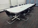 Kinnarps Large Boardroom Meeting Table w/ 14 Stacking Black Fabric Chairs - Set - Image 14