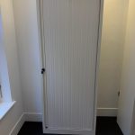 Bisley Tambour Tall Cupboard Sliding Single Door White Modern Office Storage