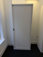 Bisley Tambour Tall Cupboard Sliding Single Door White Modern Office Storage