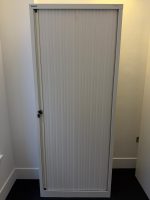 Bisley Tambour Tall Cupboard Sliding Single Door White Modern Office Storage - Image 8