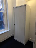 Bisley Tambour Tall Cupboard Sliding Single Door White Modern Office Storage - Image 15