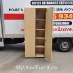 Lockable Cabinet Tall Storage Office Cupboard Beech - 4 Adjustable Shelves