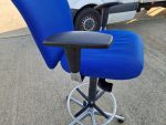 Used Blue Draughtsman Chair High Back Ergonomic w/ Adjustable Height, Foot Ring - Image 9