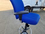 Used Blue Draughtsman Chair High Back Ergonomic w/ Adjustable Height, Foot Ring - Image 10