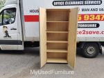 Lockable Cabinet Tall Storage Office Cupboard Beech - 4 Adjustable Shelves - Image 4