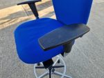 Used Blue Draughtsman Chair High Back Ergonomic w/ Adjustable Height, Foot Ring - Image 17