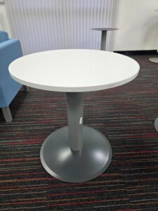 Kinnarps Round Office Circular Table w/ White Top and Steel Pillar Base - 70 cm