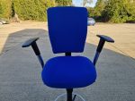 Used Blue Draughtsman Chair High Back Ergonomic w/ Adjustable Height, Foot Ring - Image 20