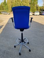 Used Blue Draughtsman Chair High Back Ergonomic w/ Adjustable Height, Foot Ring - Image 21