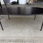 Office Oval Coffee Table Slim Metal Legs Modern Reception Black Unit - 120X60