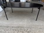 Office Oval Coffee Table Slim Metal Legs Modern Reception Black Unit - 120X60 - Image 2