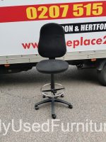 Used Draughtsman Ergonomic Chair High Back With Adjustable Foot Ring - Black