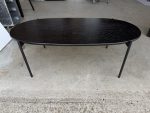 Office Oval Coffee Table Slim Metal Legs Modern Reception Black Unit - 120X60 - Image 3