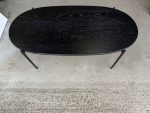 Office Oval Coffee Table Slim Metal Legs Modern Reception Black Unit - 120X60 - Image 4
