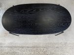 Office Oval Coffee Table Slim Metal Legs Modern Reception Black Unit - 120X60 - Image 5