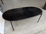 Office Oval Coffee Table Slim Metal Legs Modern Reception Black Unit - 120X60 - Image 11
