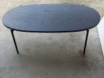 Office Oval Coffee Table Slim Metal Legs Modern Reception Black Unit - 120X60 - Image 14
