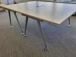 Large Maple Boardroom Table Meeting Cable Tray Port Silver Legs Office Desk - Image 4