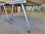 Large Maple Boardroom Table Meeting Cable Tray Port Silver Legs Office Desk - Image 11