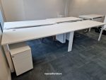 Bene Office Desk White 2-Person 160cm Workstation + 2 Lockable Pedestal Cabinets - Image 2