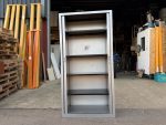 Office Tambour Tall Cupboard Sliding Double Door White Modern Storage - Grey - Image 14