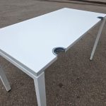 Used White Height Adjustable Office Desk Rectangular Workstation - 120cm
