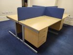 Office Wooden Rectangular Desk with 3 Lockable Drawers and Cable Ports - Image 4