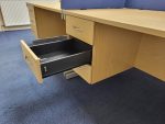 Office Wooden Rectangular Desk with 3 Lockable Drawers and Cable Ports - Image 6
