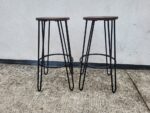 SET of Round Black Bar Table + 2 Matching Wooden Seat Black Frame Stools - Image 22