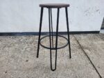 SET of Round Black Bar Table + 2 Matching Wooden Seat Black Frame Stools - Image 25