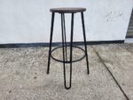 SET of Round Black Bar Table + 2 Matching Wooden Seat Black Frame Stools - Image 27
