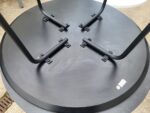 SET of Round Black Bar Table + 2 Matching Wooden Seat Black Frame Stools - Image 41