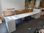 Double White Bench Desk Back-to-Back Workstation, Cable Management - 4 Person - Image 25